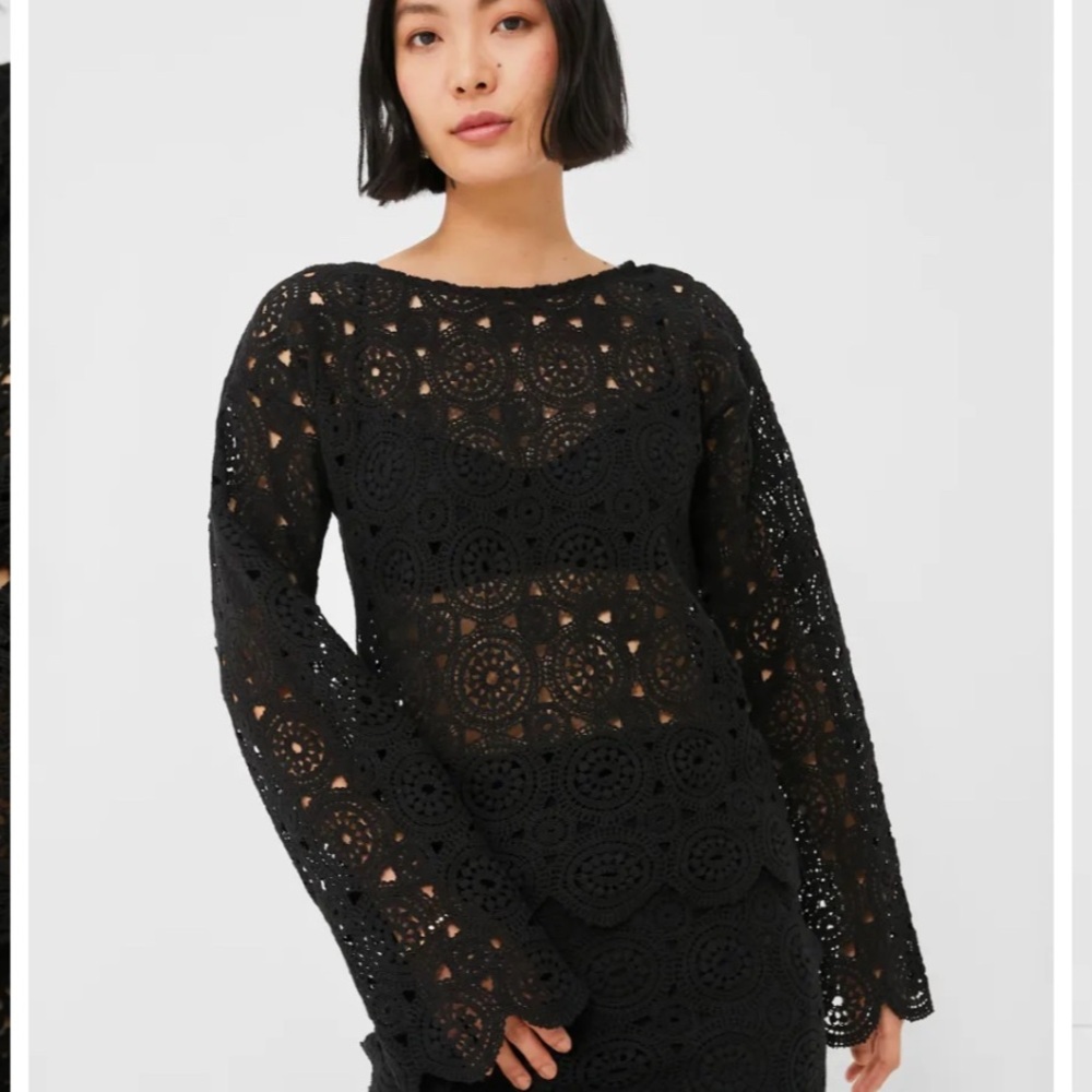 Apiece Apart Isla Black Crochet Lace Top NWOT